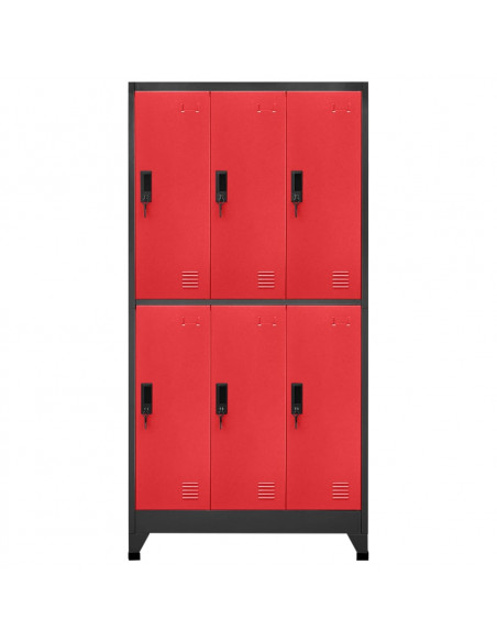 Armadietto con Serratura Antracite e Rosso 90x45x180cm Acciaio