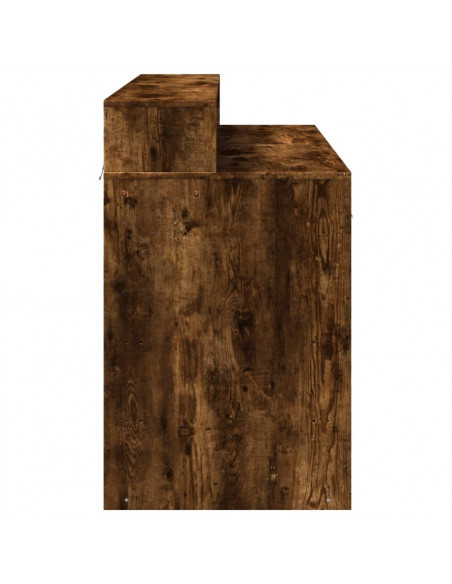 Scrivania con Luci LED Rovere Fumo 120x55x91 cm in Multistrato