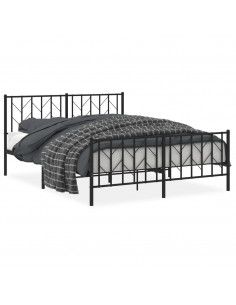 Giroletto con Testiera e Pediera Metallo Nero 150x200 cm 2