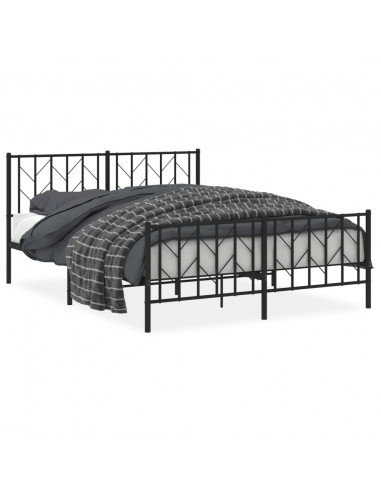 Giroletto con Testiera e Pediera Metallo Nero 150x200 cm