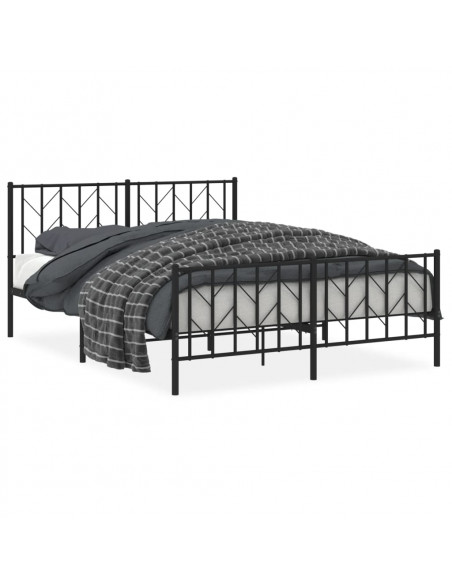 Giroletto con Testiera e Pediera Metallo Nero 150x200 cm