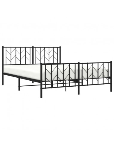 Giroletto con Testiera e Pediera Metallo Nero 150x200 cm