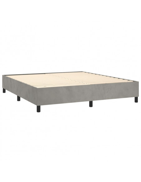 Giroletto a Molle con Materasso Grigio Chiaro 160x200cm Velluto