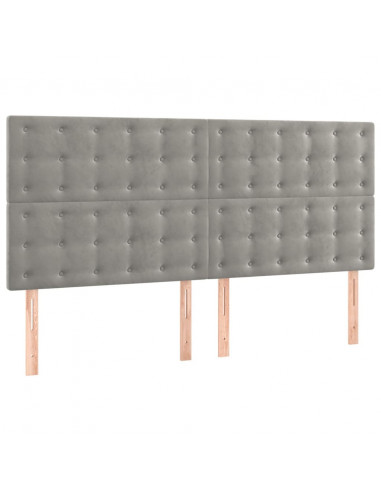 Giroletto a Molle con Materasso Grigio Chiaro 160x200cm Velluto