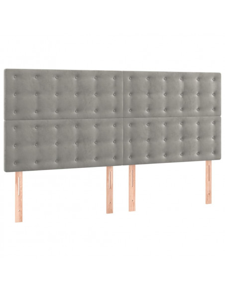 Giroletto a Molle con Materasso Grigio Chiaro 160x200cm Velluto