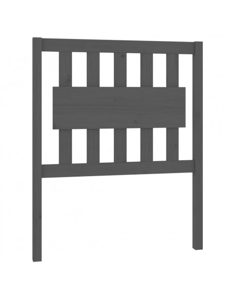 Testiera Letto Grigia 80,5x4x100 cm in Legno Massello di Pino