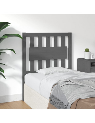 Testiera Letto Grigia 80,5x4x100 cm in Legno Massello di Pino