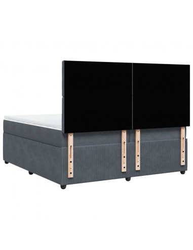 Giroletto a Molle con Materasso Grigio Scuro 200x200 cm Velluto