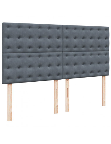 Giroletto a Molle con Materasso Grigio Scuro 200x200 cm Velluto