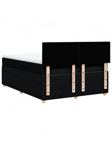 Giroletto a Molle con Materasso Nero 140x200 cm in Tessuto