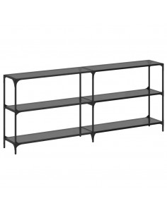 Tavolino Consolle con Piano in Vetro Nero 194,5x30x81cm Acciaio 2