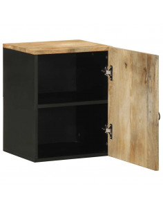 Mobile Pensile da Bagno Nero 38x33,5x48 cm Legno Massello Mango 2