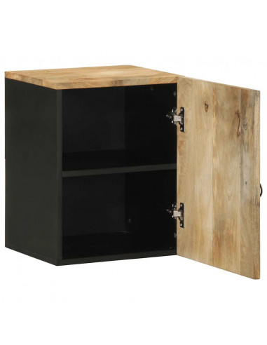 Mobile Pensile da Bagno Nero 38x33,5x48 cm Legno Massello Mango