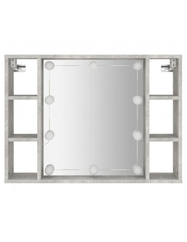 Mobile a Specchio con LED Grigio Cemento 76x15x55 cm