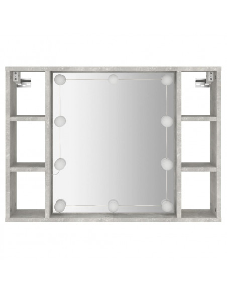 Mobile a Specchio con LED Grigio Cemento 76x15x55 cm