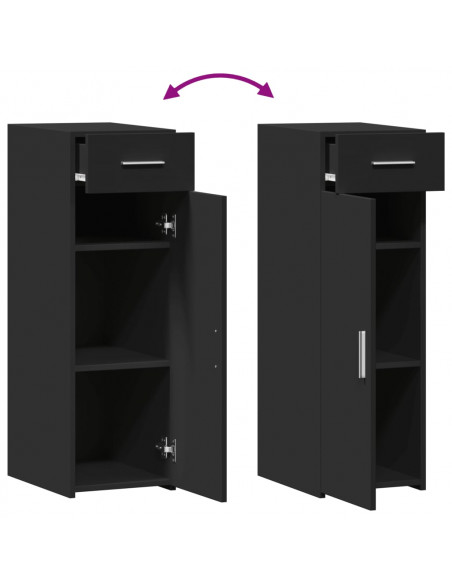 Credenza Nera 30x42,5x93 cm in Legno Multistrato