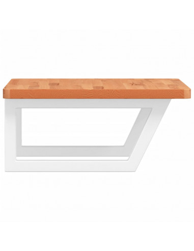 Ripiano a Parete per Lavabo in Acciaio e Massello di Faggio