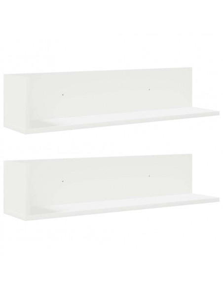 Mensole a Muro 2 pz Bianche 75x16,5x16,5 cm in Truciolato