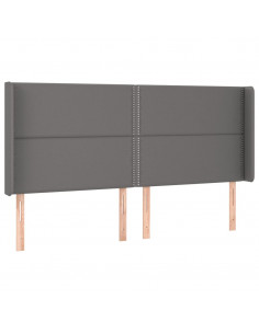 Testiera ad Orecchio Grigio 203x16x118/128 cm in Similpelle 2