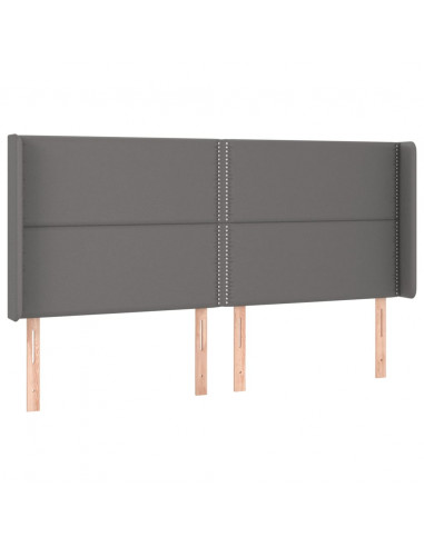 Testiera ad Orecchio Grigio 203x16x118/128 cm in Similpelle