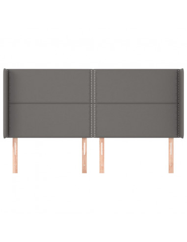 Testiera ad Orecchio Grigio 203x16x118/128 cm in Similpelle