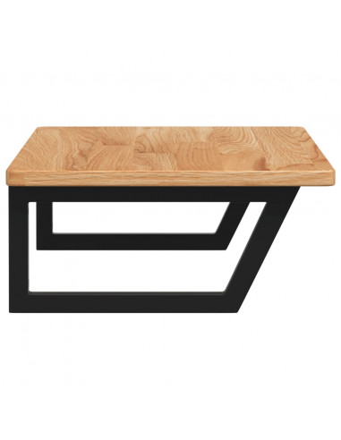 Ripiano a Parete per Lavabo in Acciaio e Massello di Rovere