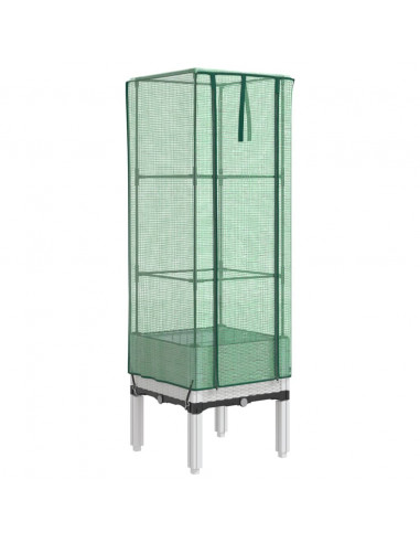 Letto Rialzato con Copertura Serra Effetto Rattan 40x40x140 cm