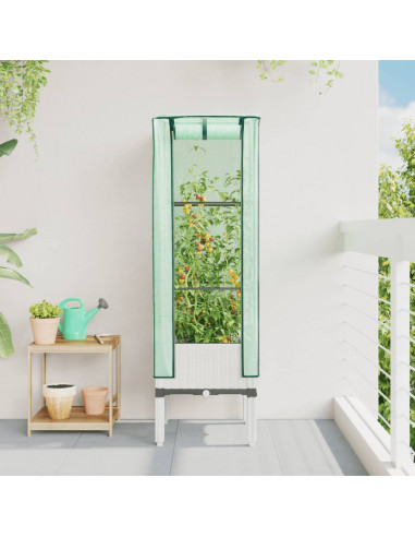 Letto Rialzato con Copertura Serra Effetto Rattan 40x40x140 cm