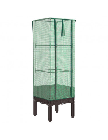 Letto Rialzato con Copertura Serra Effetto Rattan 40x40x140 cm