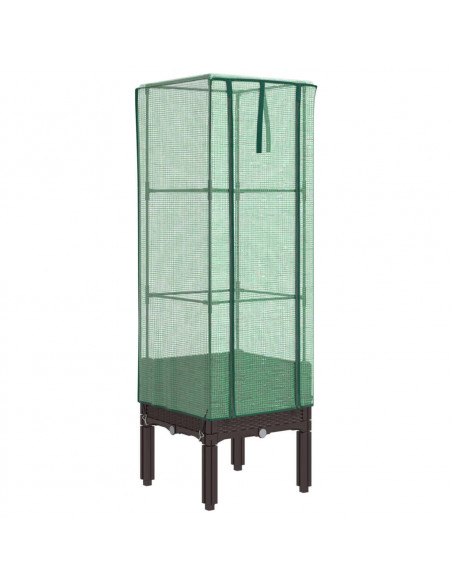 Letto Rialzato con Copertura Serra Effetto Rattan 40x40x140 cm