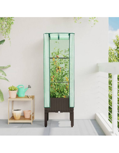 Letto Rialzato con Copertura Serra Effetto Rattan 40x40x140 cm