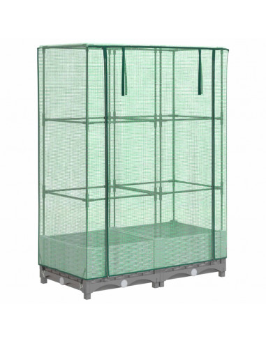 Letto Rialzato con Copertura Serra Effetto Rattan 80x40x123 cm