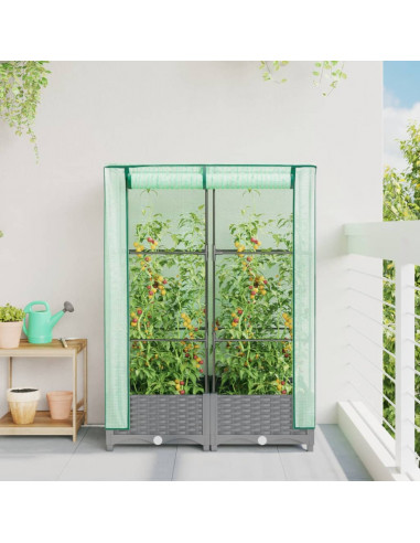 Letto Rialzato con Copertura Serra Effetto Rattan 80x40x123 cm