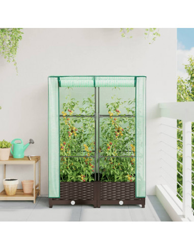 Letto Rialzato con Copertura Serra Effetto Rattan 80x40x123 cm