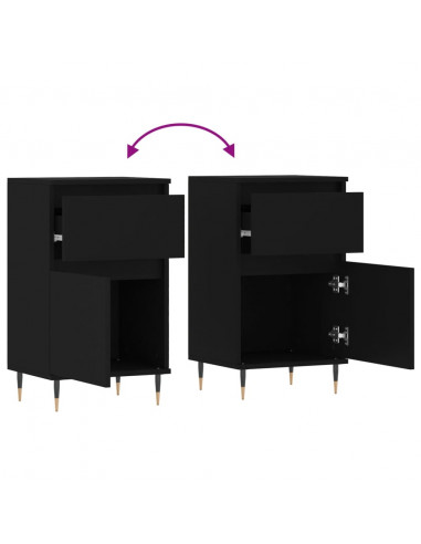 Credenze 2 pz Nere 40x35x70 cm in Legno Multistrato