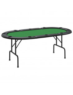 Tavolo da Poker Pieghevole 10 Giocatori Verde 206x106x75 cm 2