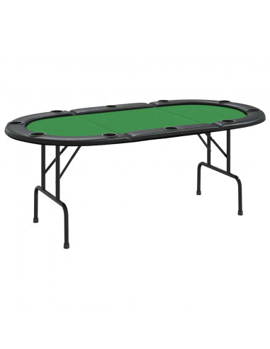 Tavolo da Poker Pieghevole 10 Giocatori Verde 206x106x75 cm
