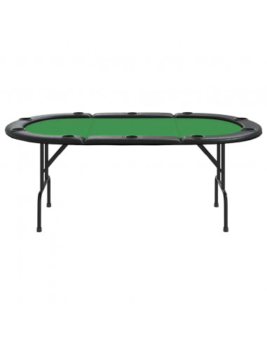 Tavolo da Poker Pieghevole 10 Giocatori Verde 206x106x75 cm