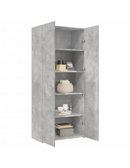 Credenza Grigio Cemento 80x42,5x185 cm in Legno Multistrato