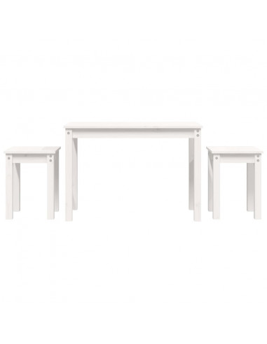 Tavolini a Incastro 3 pz Bianco in Legno Massello di Pino