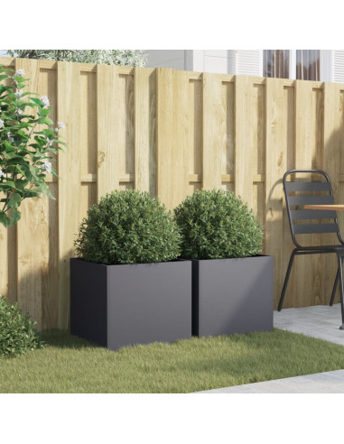 Fioriere 2 pz Antracite 42x40x39 cm Acciaio Laminato a Freddo