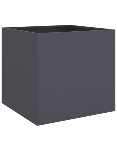 Fioriere 2 pz Antracite 42x40x39 cm Acciaio Laminato a Freddo