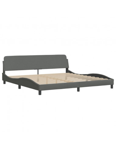 Letto con Materasso Grigio Scuro 200x200 cm in Tessuto