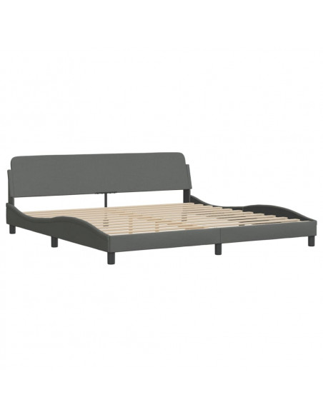 Letto con Materasso Grigio Scuro 200x200 cm in Tessuto