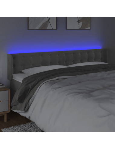 Testiera a LED Grigio Chiaro 163x16x78/88 cm in Velluto