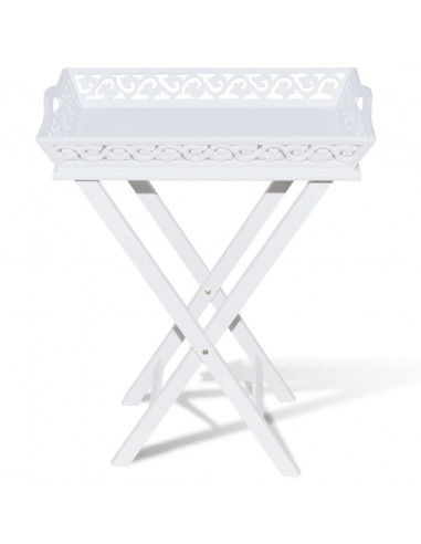 Tavolino Laterale con Vassoio Bianco