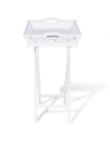 Tavolino Laterale con Vassoio Bianco