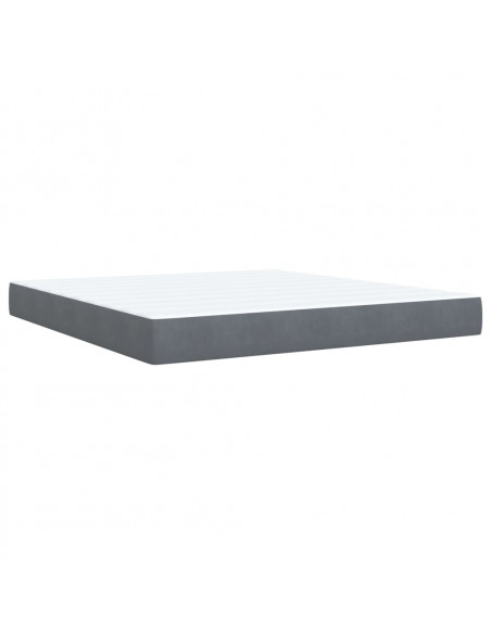 Giroletto a Molle con Materasso Grigio Scuro 180x200 cm Velluto