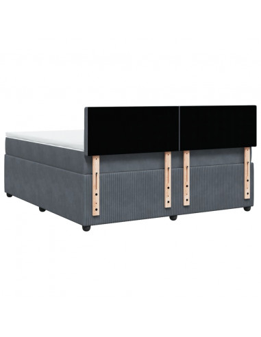 Giroletto a Molle con Materasso Grigio Scuro 180x200 cm Velluto