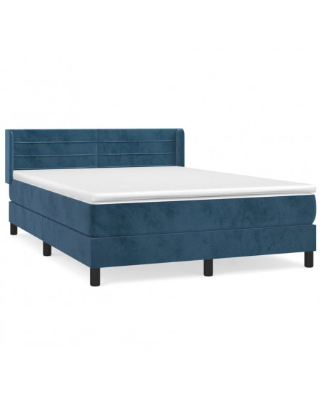 Giroletto a Molle con Materasso Blu Scuro 140x200 cm in Velluto